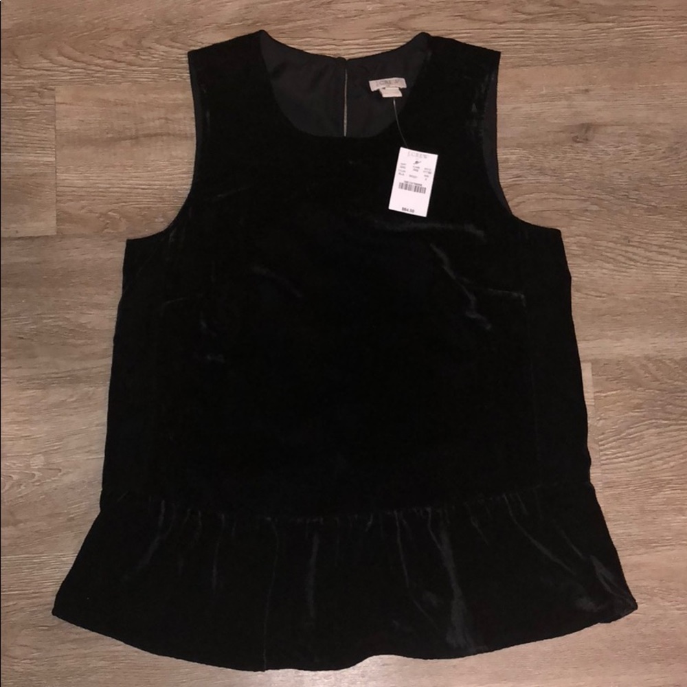 BNWT J.Crew Black Crushed Velvet Top